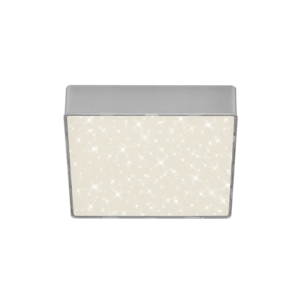 LED-loftslampe Flame Star, 15,7 x 15,7 cm sølv