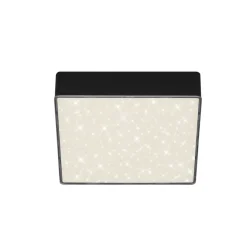 LED-loftslampe Flame Star, 15,7 x 15,7 cm sort