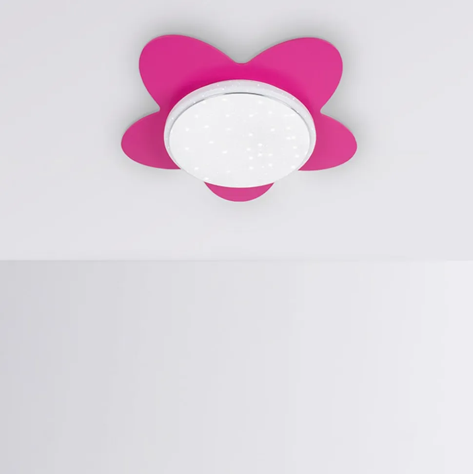 LED-loftslampe Flower Starlight, pink