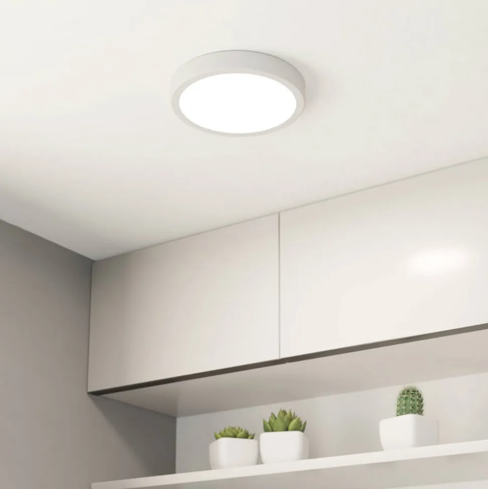 LED-loftslampe Fueva 5 IP44 3000K hvid Ø21cm
