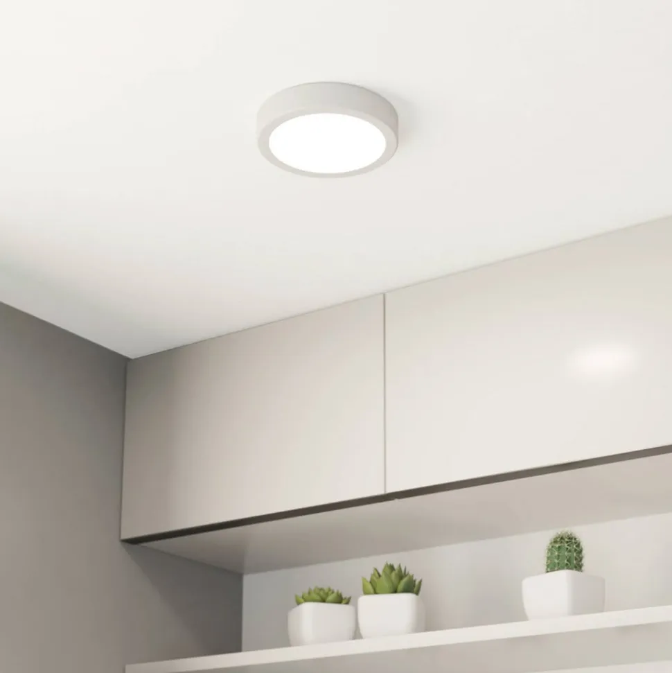 LED-loftslampe Fueva 5 IP44 3000K hvid Ø16cm