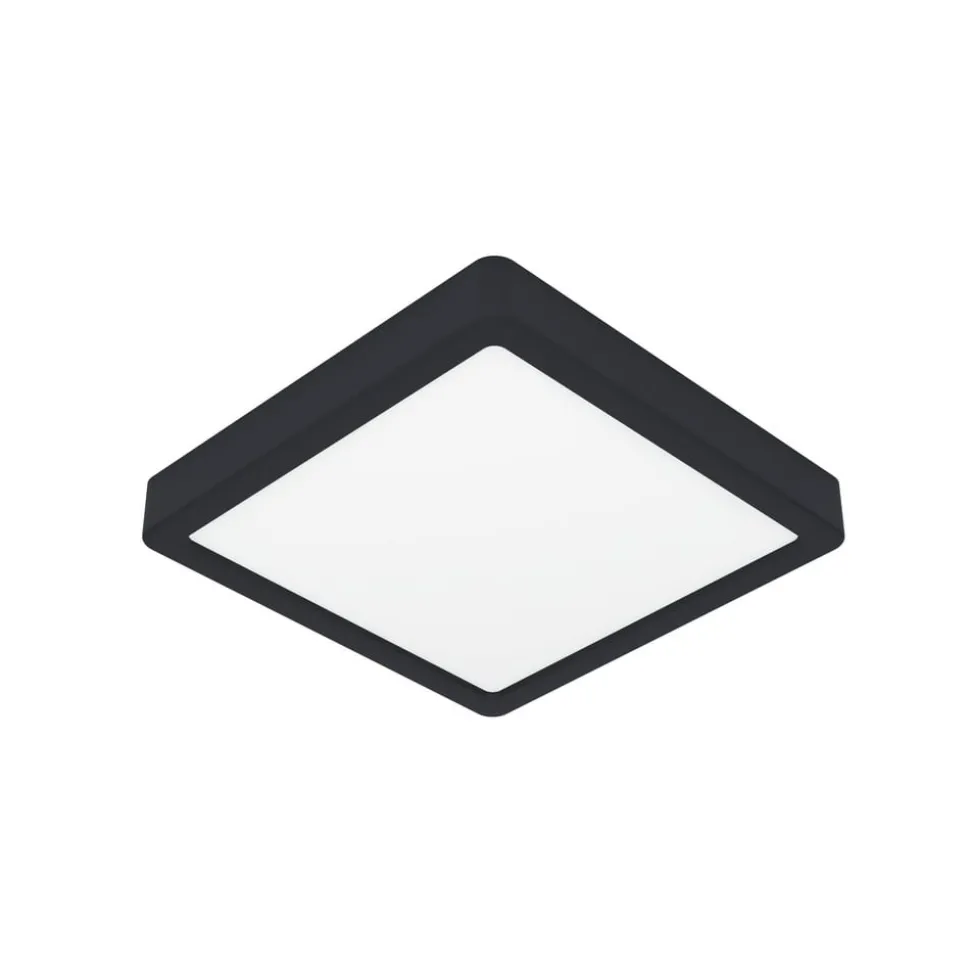 LED-loftslampe Fueva 5 IP44 3000K sort 21x21cm