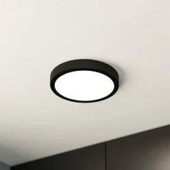 LED-loftslampe Fueva 5 IP44 3000K sort Ø21cm