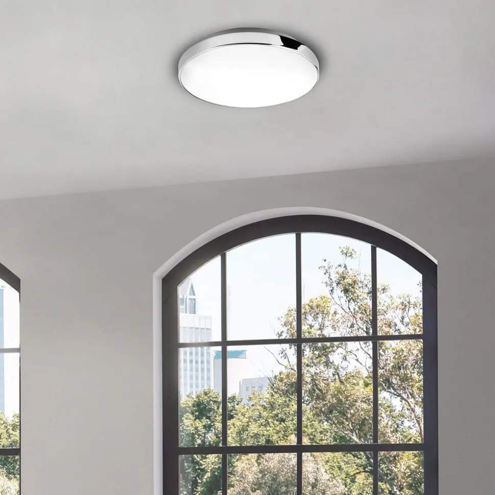 LED-loftslampe Malbona, kromramme, Ø 28,5 cm