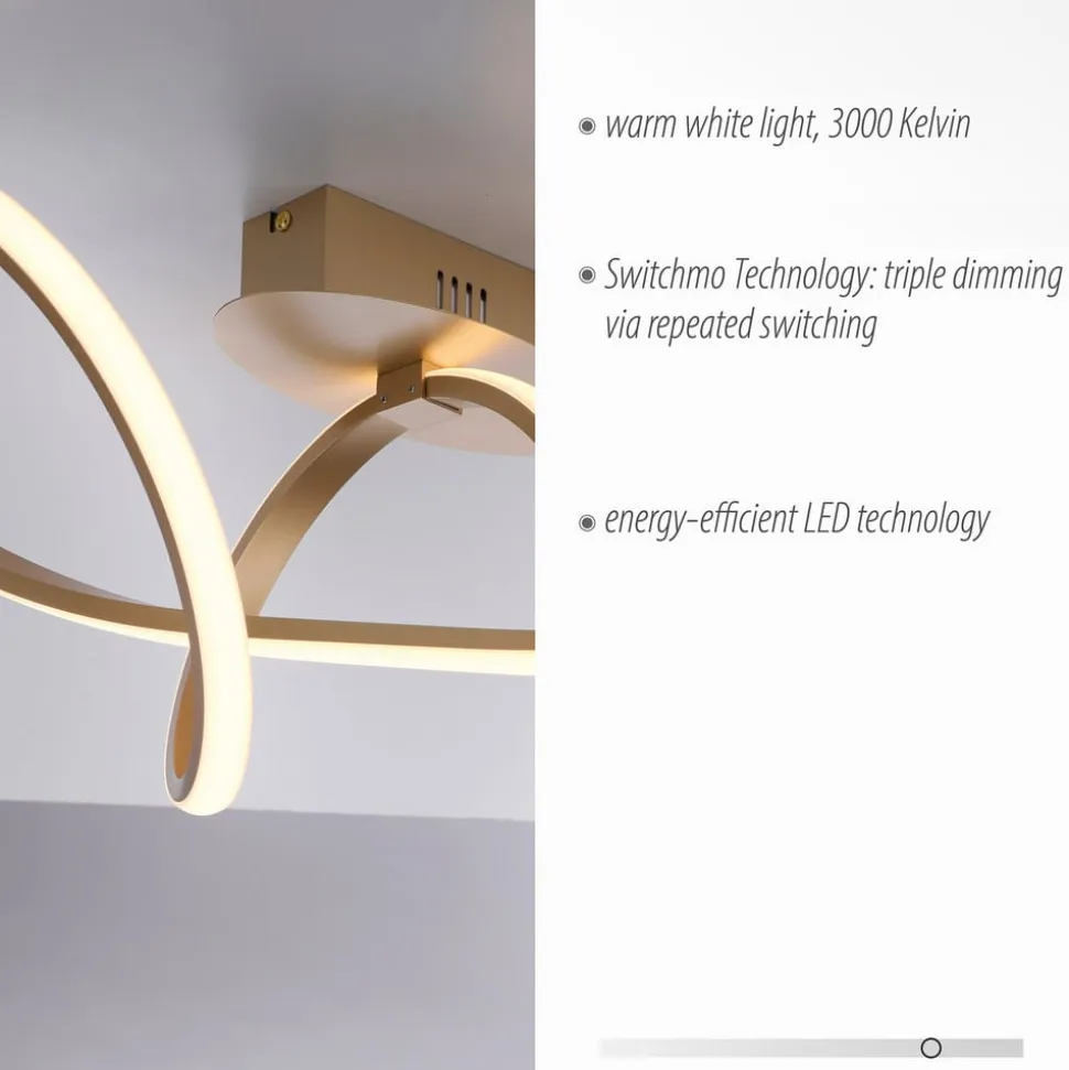 LED-loftslampe Maria, dæmpbar, messing