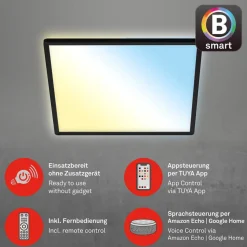 LED-loftslampe Slim smart sort dim CCT 42x42cm