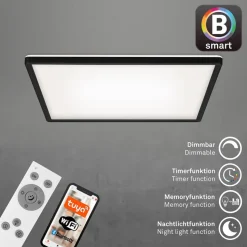 LED-loftslampe Slim smart sort dim CCT 42x42cm