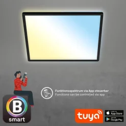 LED-loftslampe Slim smart sort dim CCT 42x42cm