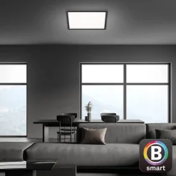 LED-loftslampe Slim smart sort dim CCT 42x42cm