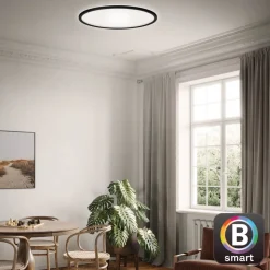 LED-loftslampe Slim smart sort dim CCT Ø 42 cm