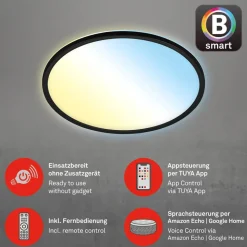 LED-loftslampe Slim smart sort dim CCT Ø 42 cm