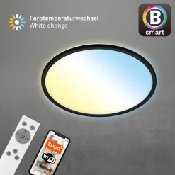 LED-loftslampe Slim smart sort dim CCT Ø 42 cm