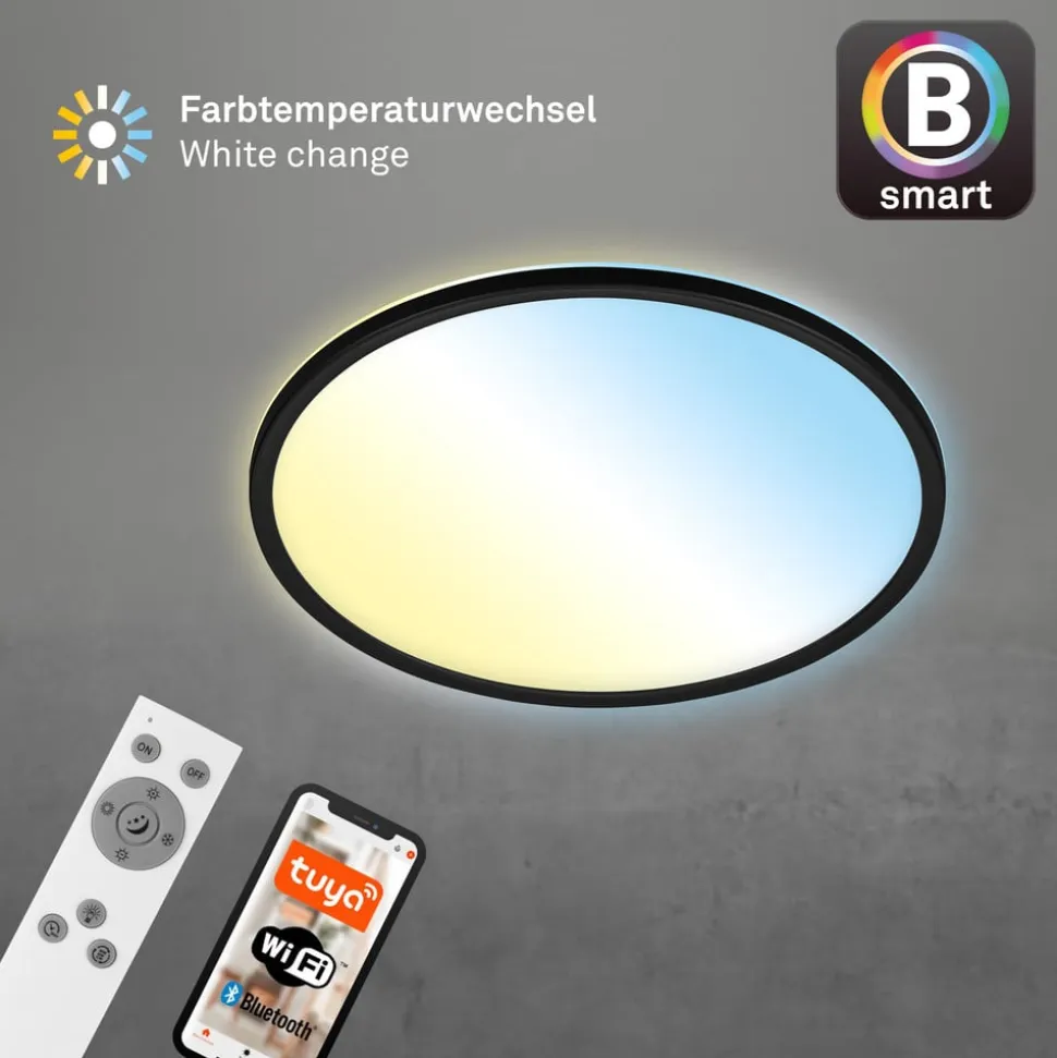 LED-loftslampe Slim smart sort dim CCT Ø 42 cm