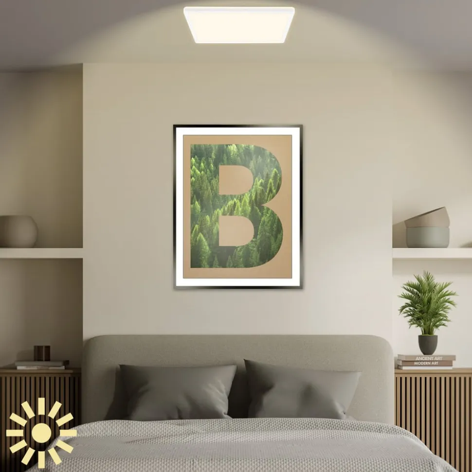 LED-loftslampe Tava A, CCT, 29 x 29 cm, hvid, fjernbetjening