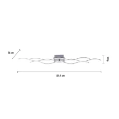 LED-loftslampe Wave 3.000K 139,5x16cm stål