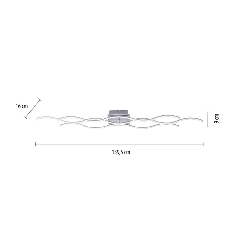LED-loftslampe Wave 3.000K 139,5x16cm stål
