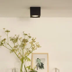 LED-loftspot Fedler kantet sort