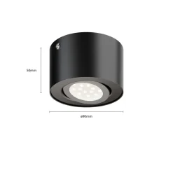 LED-loftsspot i rør, sort