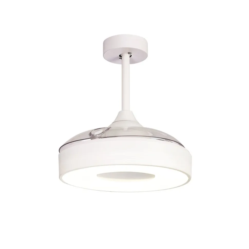 LED-loftventilator Coin Mini hvid DC lydsvag Ø 91 cm CCT