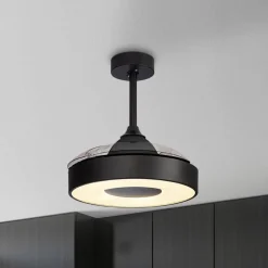 LED-loftventilator Coin Mini sort DC lydsvag Ø 91 cm CCT