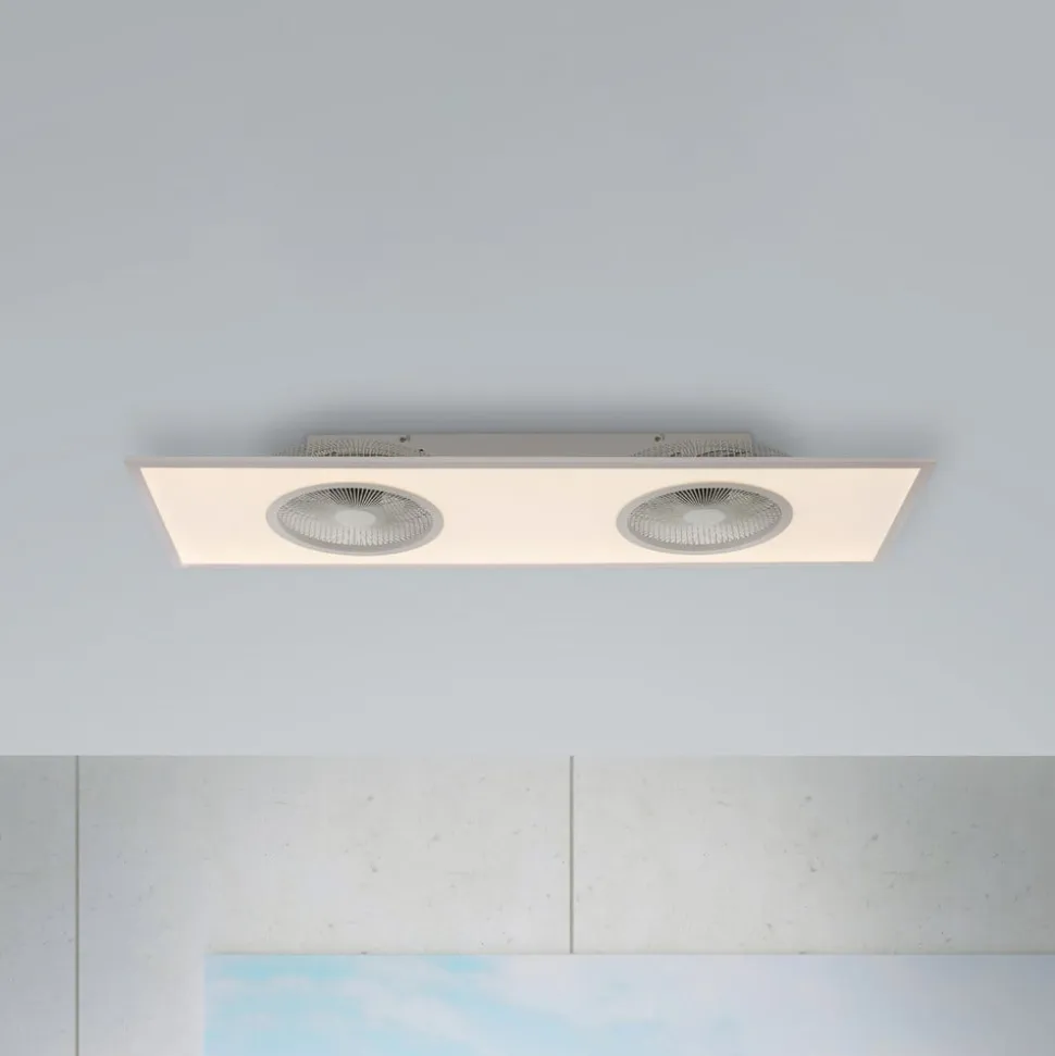 LED-loftventilator Flat-Air, CCT, hvid, 120x40cm