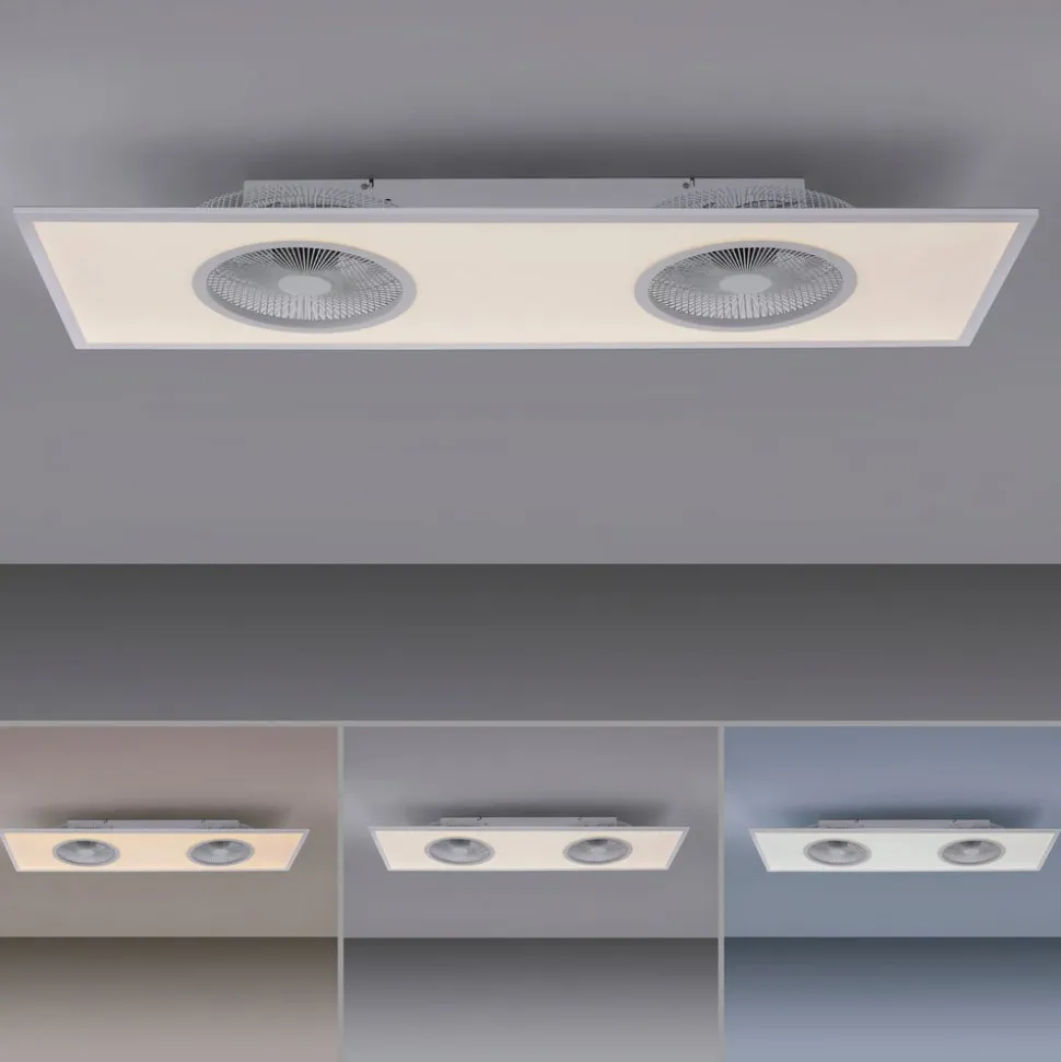 LED-loftventilator Flat-Air, CCT, hvid, 120x40cm