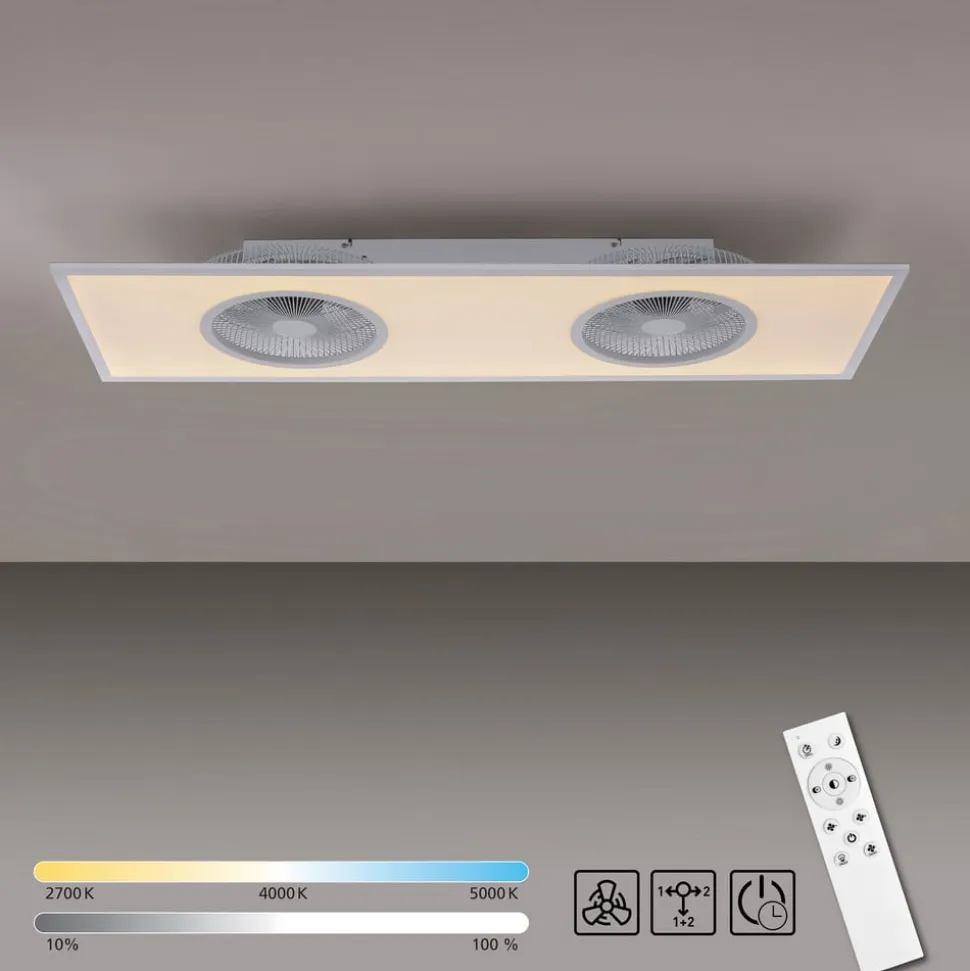 LED-loftventilator Flat-Air, CCT, hvid, 120x40cm