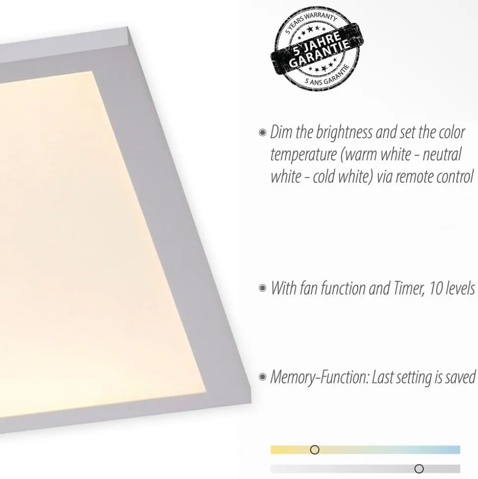 LED-loftventilator Flat-Air, CCT, hvid, 120x40cm