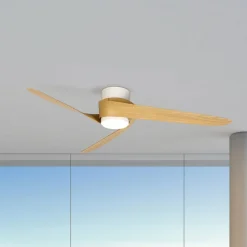 LED-loftventilator Groenland, træ, DC lydløs Ø 122 cm CCT