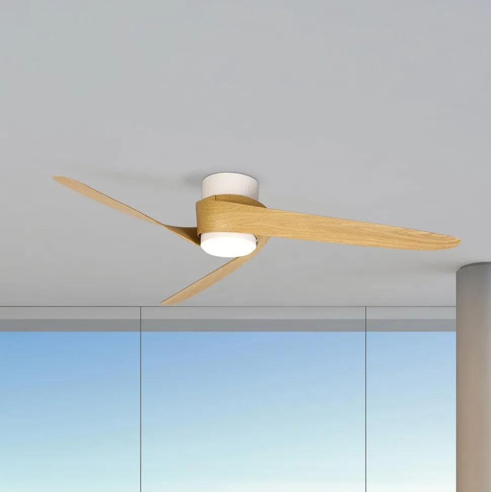 LED-loftventilator Groenland, træ, DC lydløs Ø 122 cm CCT