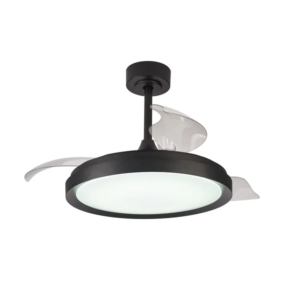 LED-loftventilator Mistral, sort, DC, lydsvag Ø 106 cm CCT