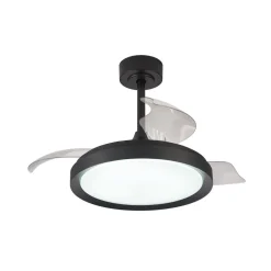 LED-loftventilator Mistral Mini sort DC støjsvag Ø91cm CCT