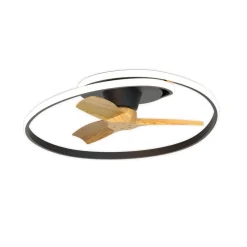 LED-loftventilator Ocean sort/træ DC støjsvag Ø 78 cm CCT
