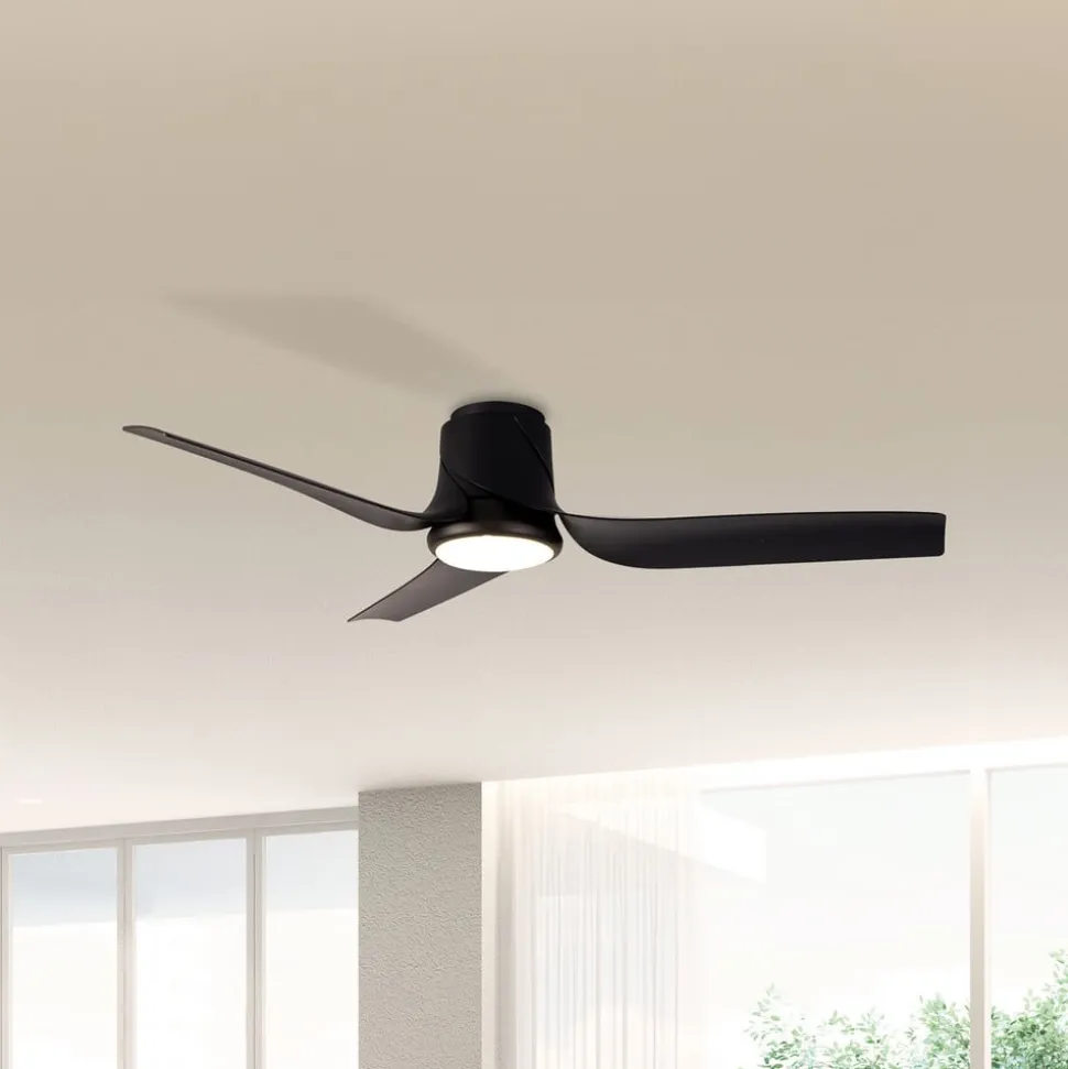 LED-loftventilator Ushuaia sort DC støjsvag Ø 134 cm CCT
