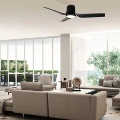 LED-loftventilator Ushuaia sort DC støjsvag Ø 134 cm CCT