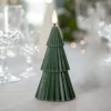 LED-lys Flamme Grany, grøn, 15 cm, ægte voks, batteridrevet