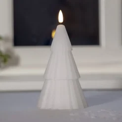 LED-lys Flamme Grany, hvid, 18 cm, ægte voks, batteridrevet