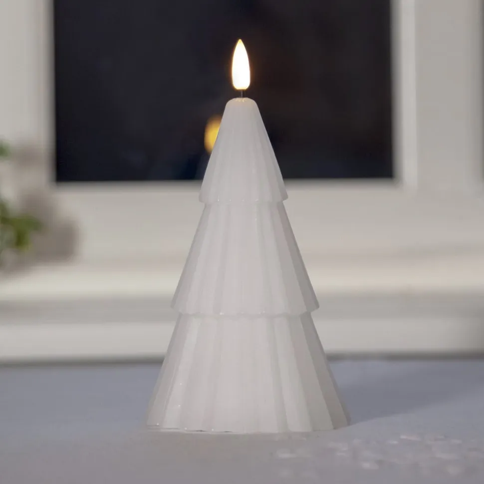 LED-lys Flamme Grany, hvid, 18 cm, ægte voks, batteridrevet