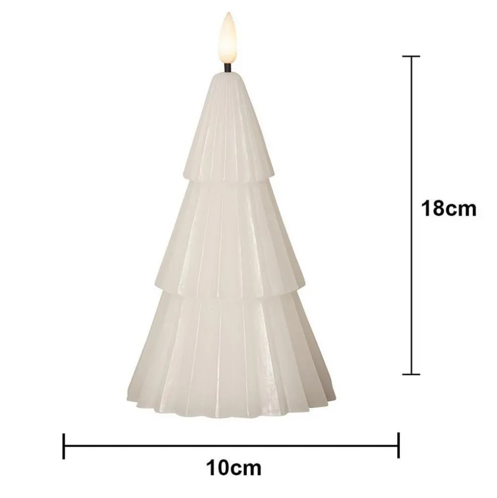 LED-lys Flamme Grany, hvid, 18 cm, ægte voks, batteridrevet