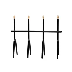 LED-lysestage, sort, 4 lyskilder, højde 39 cm