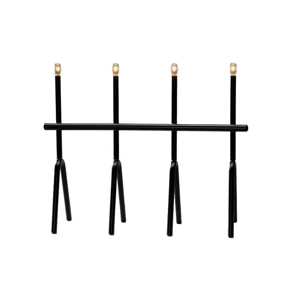 LED-lysestage, sort, 4 lyskilder, højde 39 cm