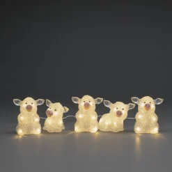 LED-lysfigur gris, sæt med 5 som kæde, klar