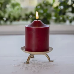 LED-lysflamme, højde 12 cm, rød ægte voks, batteridrevet