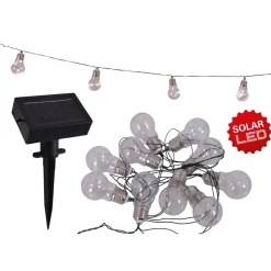LED-lyskæde m. solcelle, glødepære, 10 lyskilder