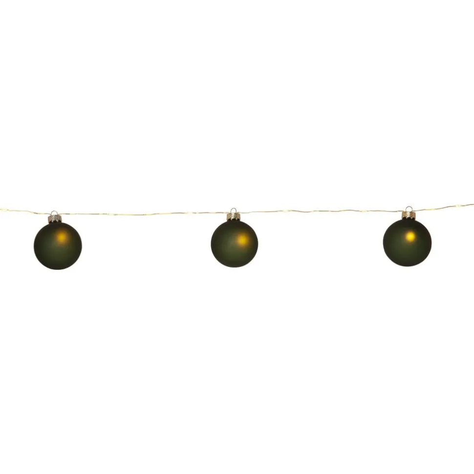 LED-lyskæder Bliss, mørkegrøn, glas, 8 lyskilder batteri