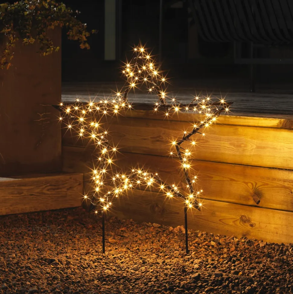 LED-metalstjerne med jordspyd, sort