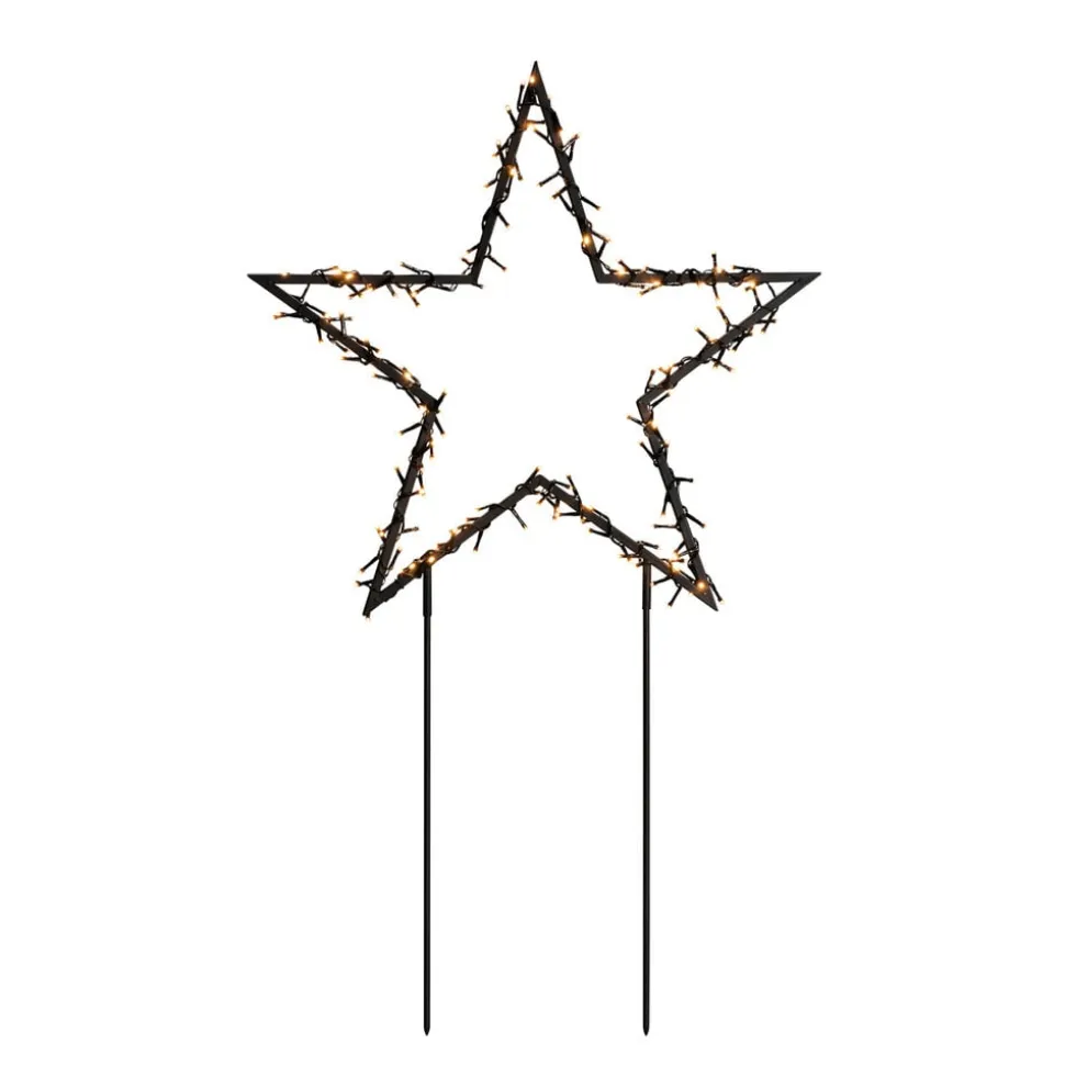 LED-metalstjerne med jordspyd, sort