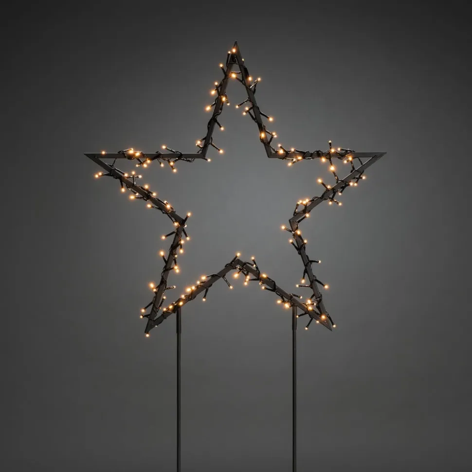 LED-metalstjerne med jordspyd, sort