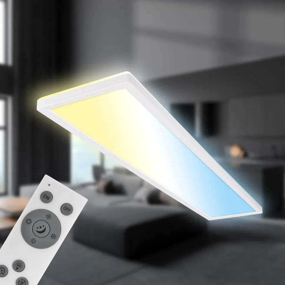 LED-panel Tava CCT, hvid, 98 x 20 cm, baggrundsbelysning, plast