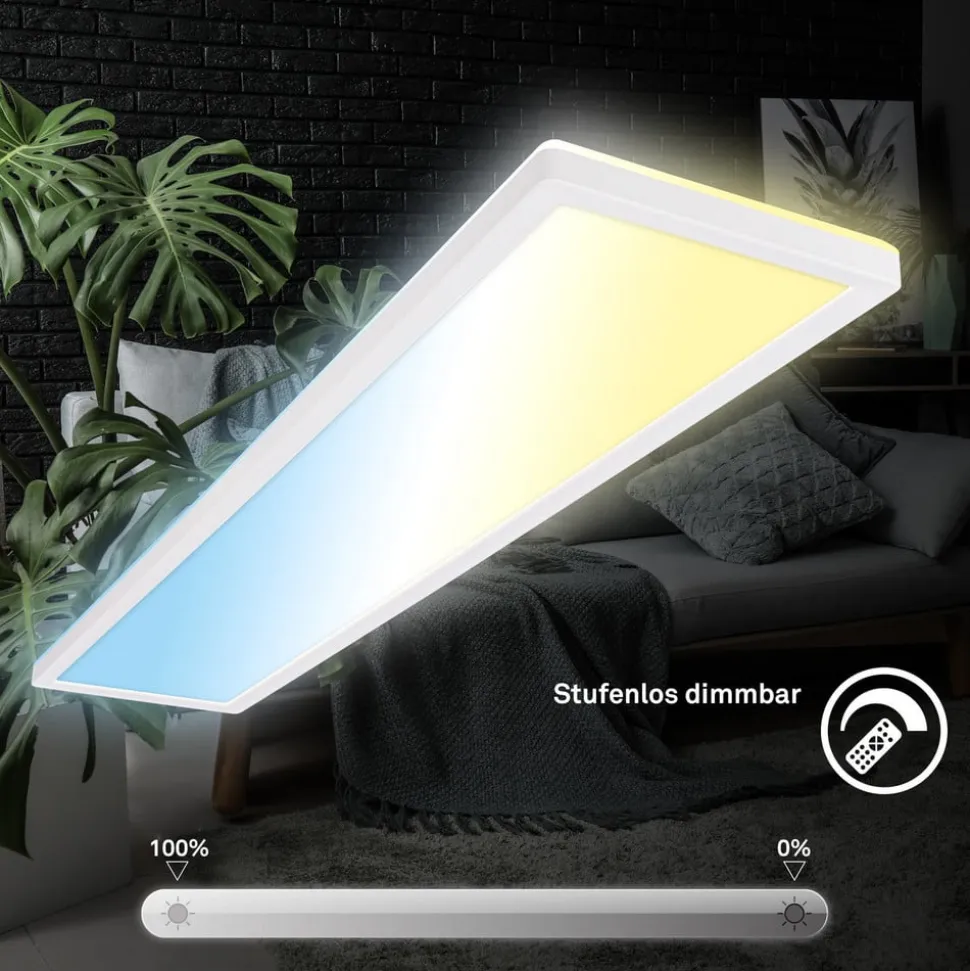 LED-panel Tava CCT, hvid, 98 x 20 cm, baggrundsbelysning, plast
